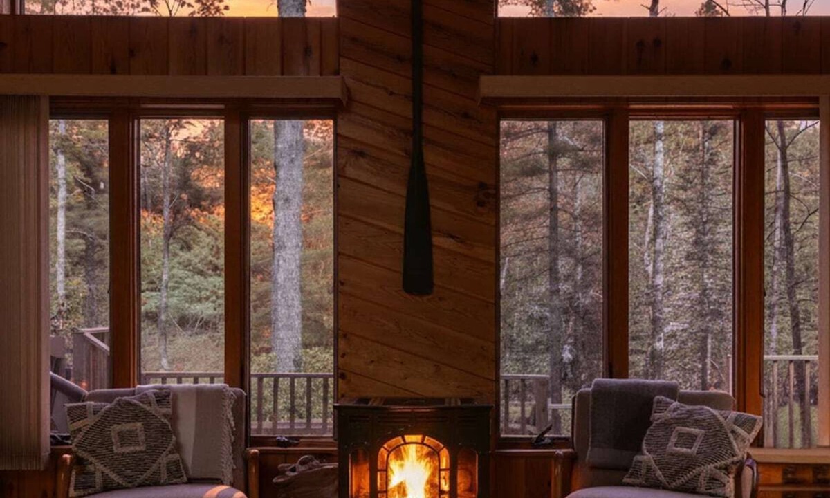 Thompsonville Cabin | A-Frame Cabin on Betsie River – Private Dock & Fishing Near Crystal Mountain