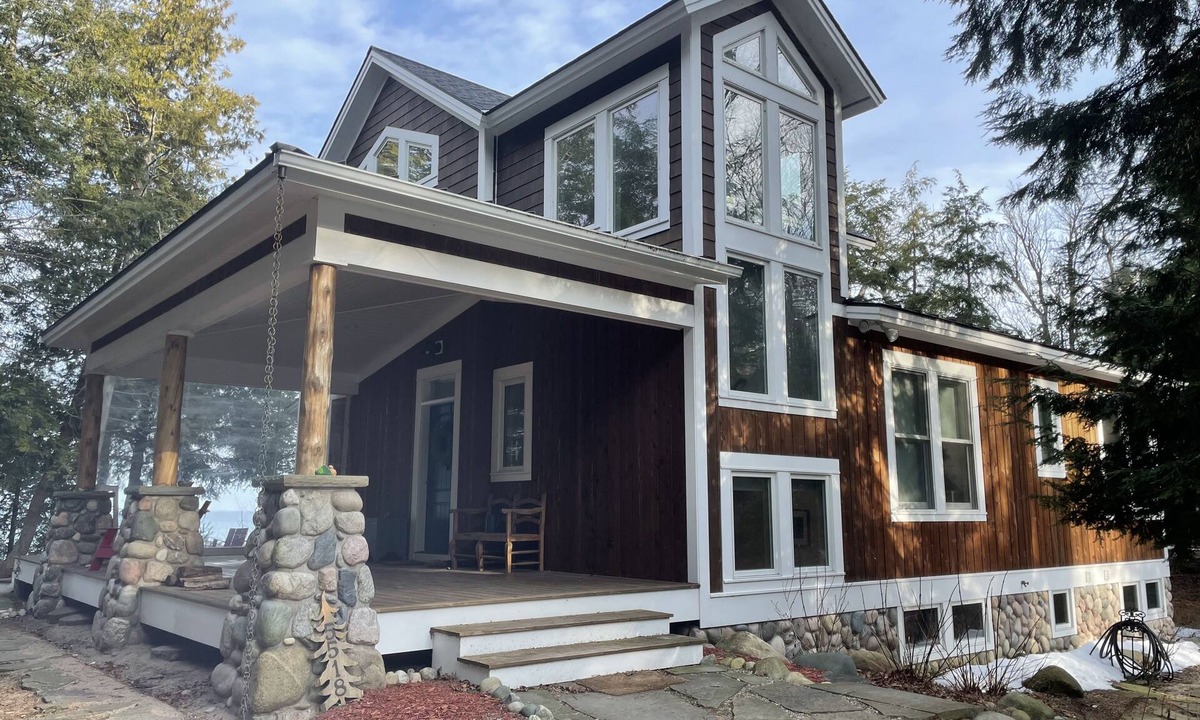 Cross Village House | Beach House on 400 ft of private Lake Michigan beach & no stairs.