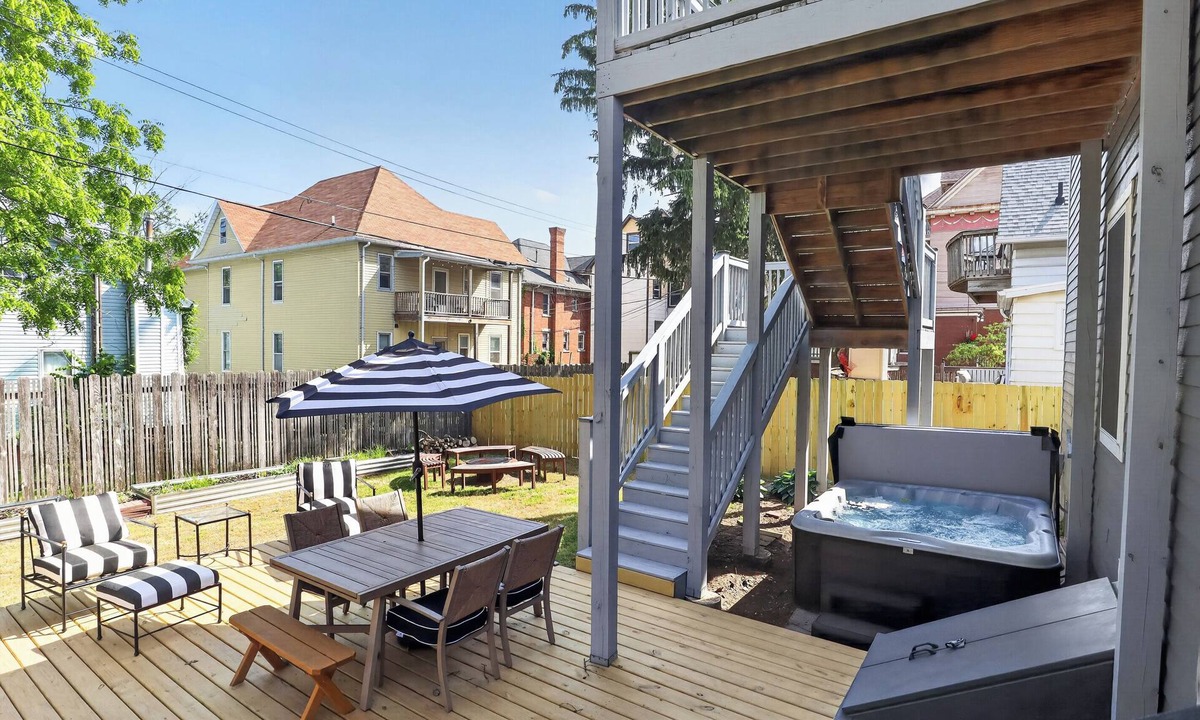 Michigan City House | Cozy Duplex Retreat | Hot Tub + Full Kitchen