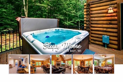 Sister Bay House | Cozy Log Cabin with Hot Tub & Firepit near Pebble Beach, Sister Bay, Wisconsin
