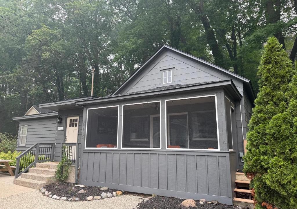 Saugatuck Villa | Screened porch pt water views hot tub walk to Saug