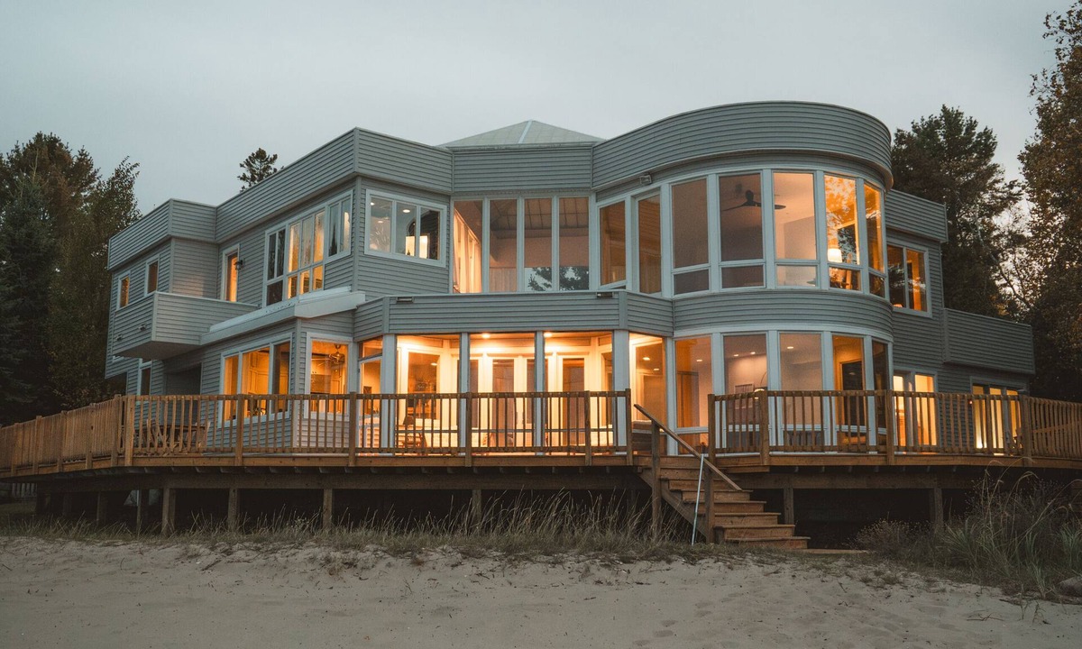 Cheboygan House | The Rockhouse: Unique Open-Concept Beachfront Estate on Lake Huron