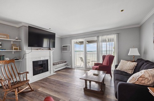 Boyne City Condo | 211 Water Street | Private Balcony Above Lake Charlevoix | Fireplace
