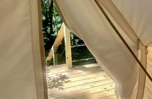 Gentry RV Rental | Cozy Glamping Tents Nestled in a Serene Forest Near Gentry, AR