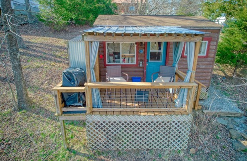 Goreville Cabin | Little Moon Lakefront Cabin with Dock & Firepit
