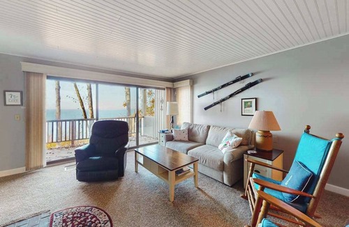 Maple City Condo | Tasteful Glen Arbor condo with beautiful Lake Michigan views, deck & fireplaces