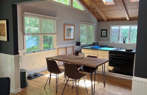 Harbert Cottage | 5 min to Warren Dunes! Private Wooded Retreat w/Sunroom, Firepit & Fireplace