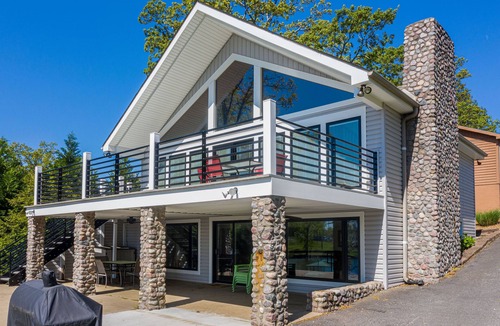 Gilbertsville House | Waterfront, private boat dock, gentle slope to the water, main lake views