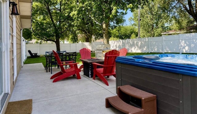 Backyard Oasis Near the Beach with Hot Tub, Firepit & Fenced Yard