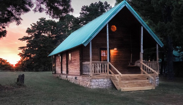 Charming cabin with loft, porch swing, AC, and WiFi on 295-acre peaceful retreat in Solgohachia