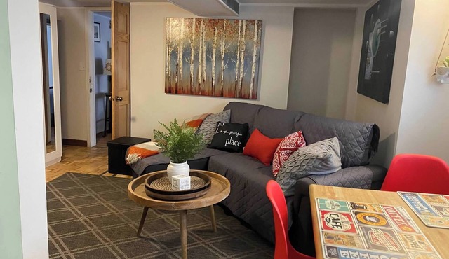 Lovely studio at the attic king +full bed in bedroom and futon in kitchen.