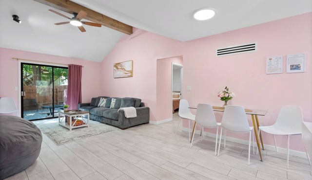 Modern Pink House with Hot Tub, Mini Golf, Game Room + Crazy Bunk Bed!