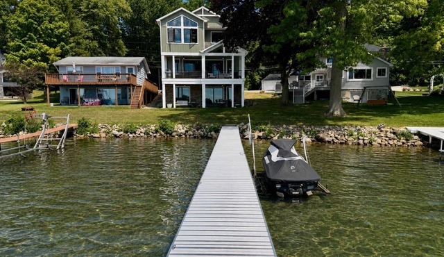 New Luxury Lakefront Home on Lake James with Dock, Sandy Swim Area, Sleeps 14