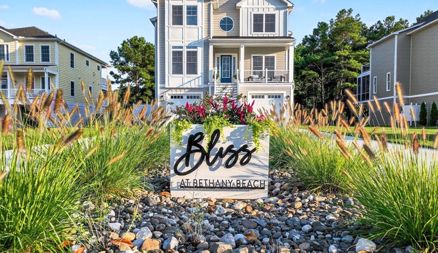Stunning NEW 7 bed, 5 bath home, Bliss at Bethany Beach! 2 Primary Bedrooms; Hot tub; Elevator; Fireplace; Canal Front Water Views in Bethany Beach