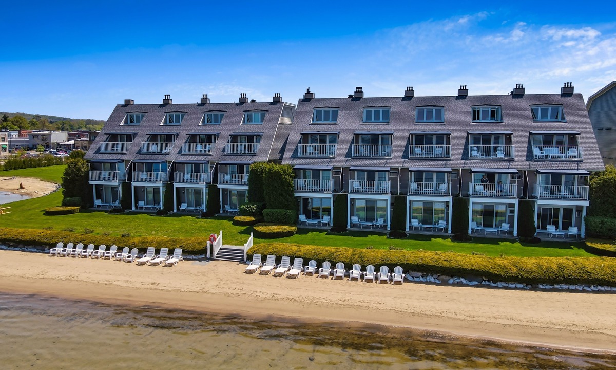 Boyne City Condo | 211 Water Street | Private Balcony Above Lake Charlevoix | Fireplace