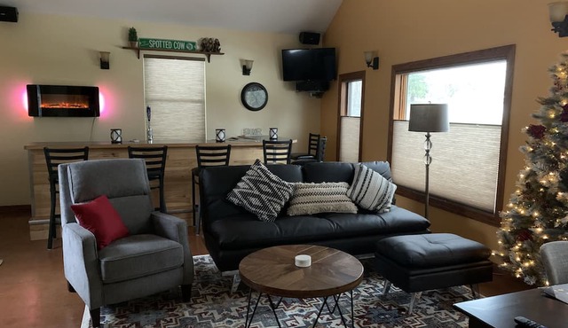 Lovely riverfront destination featuring open concept loft style. Water view.